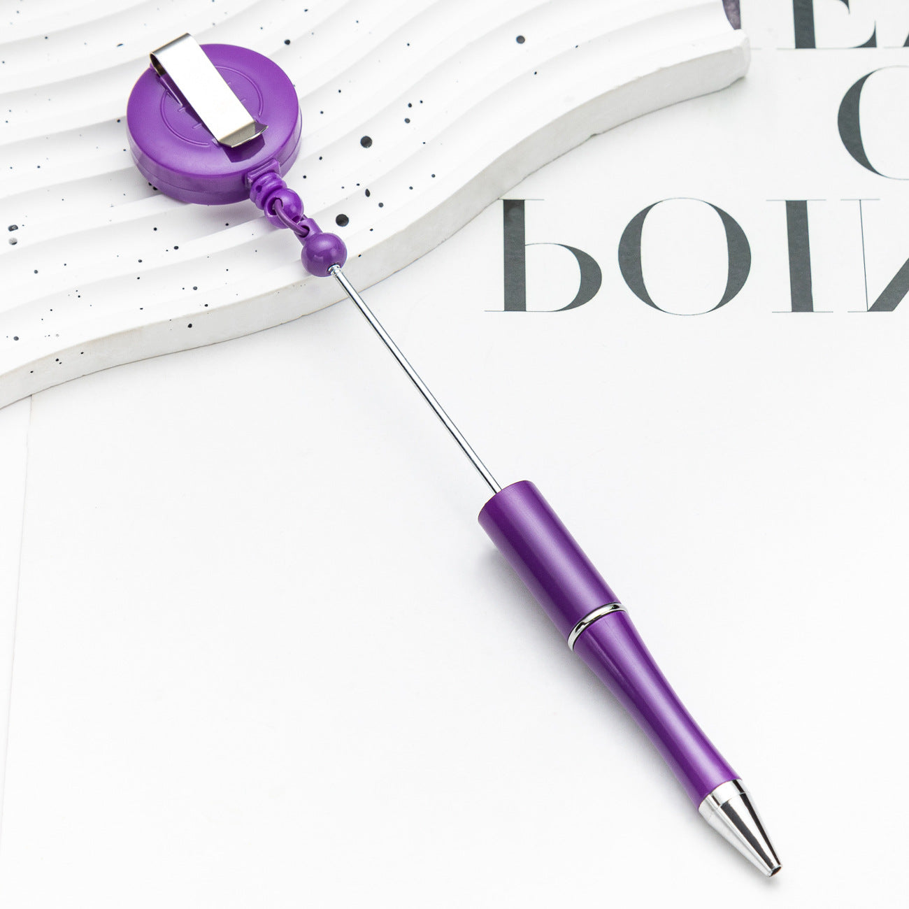 Wholesale 2pcs Beadable Pens Retractable Buckle Plastic Easy Pull Buckle Ballpoint Pen